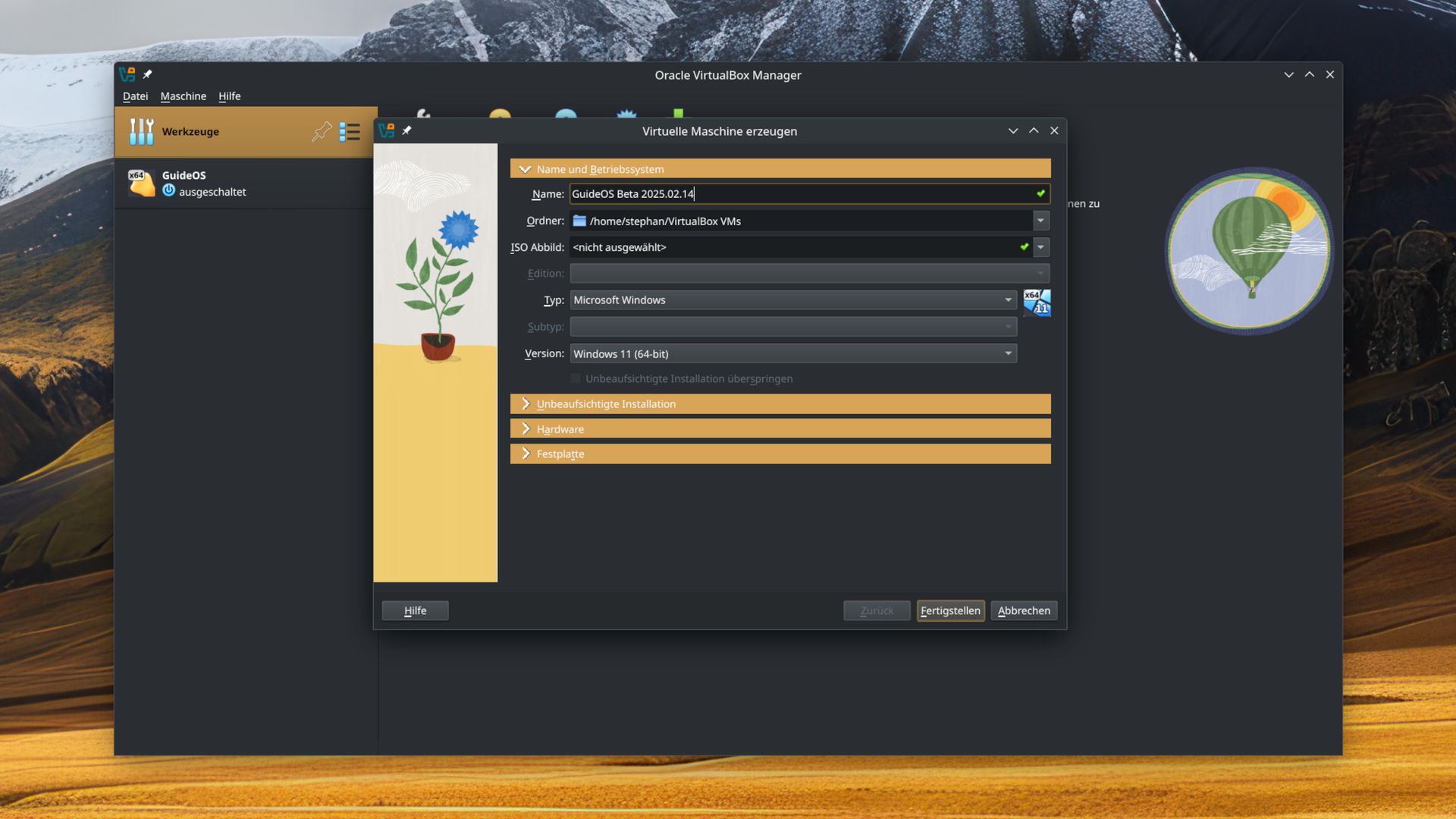 Virtuelle Maschine erstellen in VirtualBox
