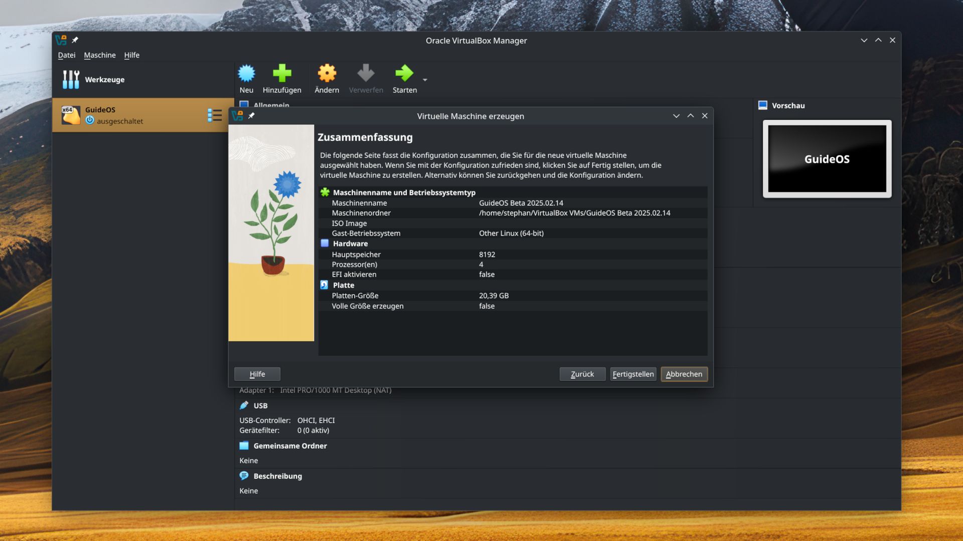 Virtuelle Maschine Einstellungen in VirtualBox