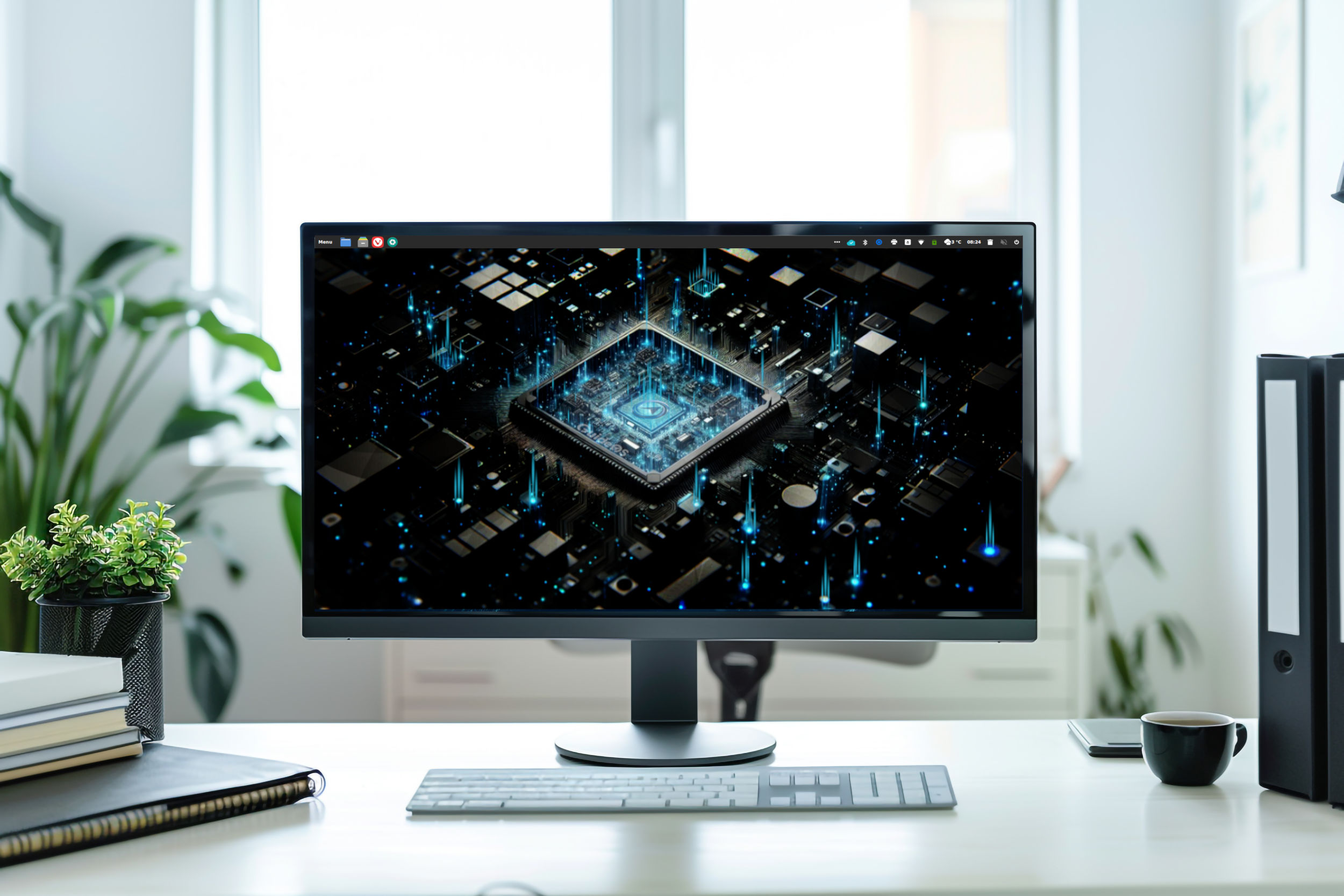 Computerbildschirm mit digitalem Chip-Design