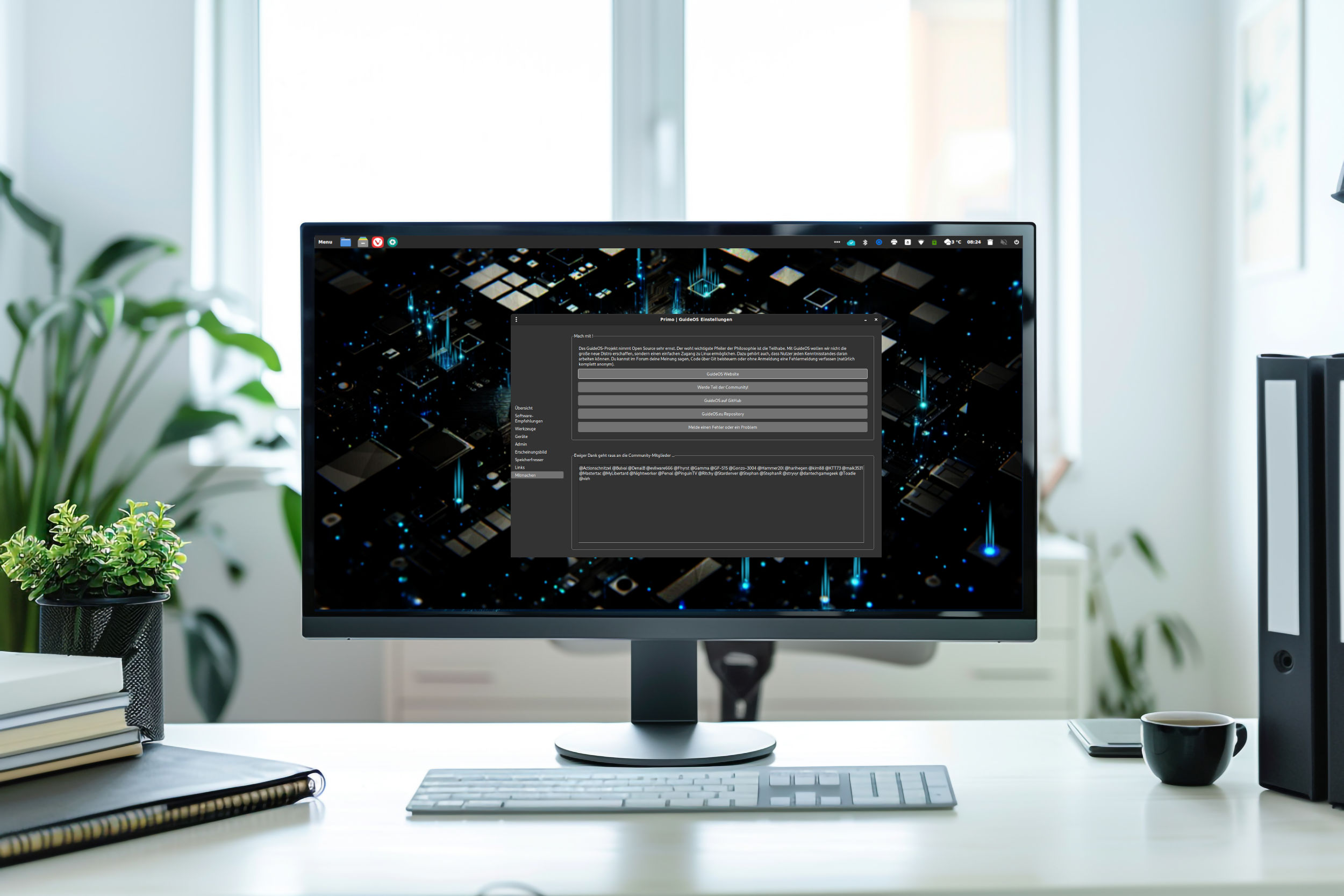 Computerbildschirm mit geöffneter Software in modernem Büro